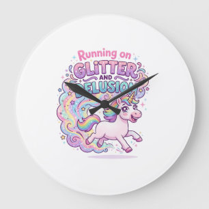 Grande Horloge Ronde Licorne courant sur Brillant et Illusion Charmant