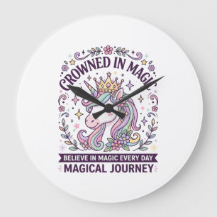 Grande Horloge Ronde Licorne Couronnée en Typographie Gras Graphique T
