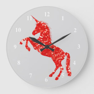 Grande Horloge Ronde Licorne Créature mythique fantaisie