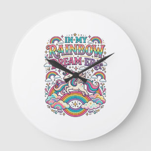 Grande Horloge Ronde Licorne Dans Mon Rêve Arc-en-ciel Ère Vêtements Co