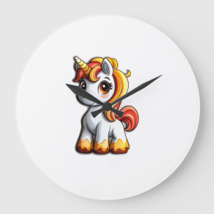 Grande Horloge Ronde Licorne de Halloween Mignonne Corne de Bonbons Mag