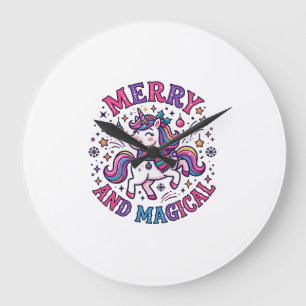 Grande Horloge Ronde Licorne Joyeuse et Magique
