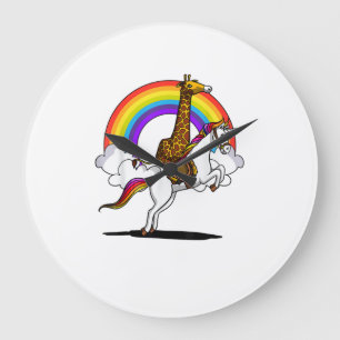 Grande Horloge Ronde Licorne Magique Arc-en-Ciel Drôle Garçons à Cheval