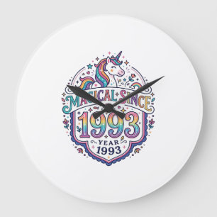 Grande Horloge Ronde Licorne Magique Depuis Année Tendance Impression à