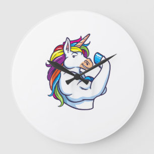 Grande Horloge Ronde Licorne Musclée - Corps Musclé Magique et Drôle de