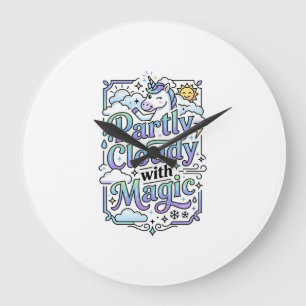Grande Horloge Ronde Licorne Partiellement Nuageux avec Vecteur Commerc