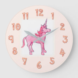 Grande Horloge Ronde Licorne rose