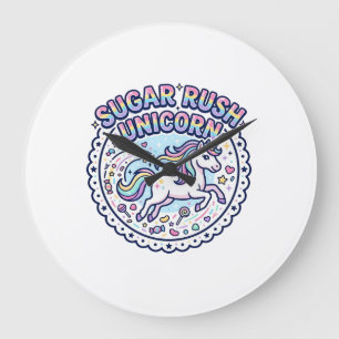 Grande Horloge Ronde Licorne Sugar Rush Licorne Drôle Cadeau Mignon Des