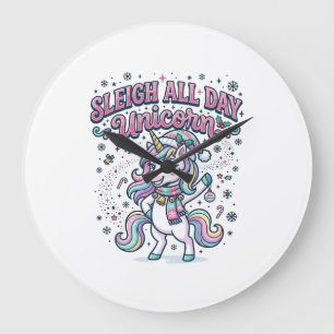 Grande Horloge Ronde Licorne Traîneau Toute La Journée Licorne Charmer