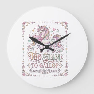 Grande Horloge Ronde Licorne Trop Glamour pour Galoper Vêtements Adorab