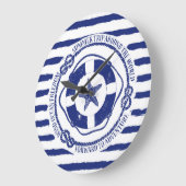Grande Horloge Ronde Lifebuoy et étoiles de mer (Angle)