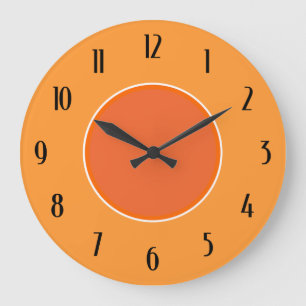 Grande Horloge Ronde Light and Dark Orange Deco Black Numbers Clock