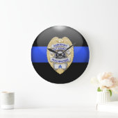 Grande Horloge Ronde Ligne Bleue fine - Personnalisée 1 (Maison)