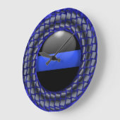 Grande Horloge Ronde Ligne bleue mince (Angle)