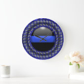 Grande Horloge Ronde Ligne bleue mince (Maison)