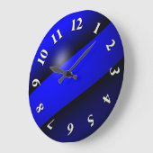 Grande Horloge Ronde Ligne bleue mince (Angle)