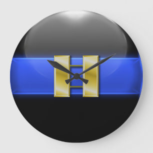 Grande Horloge Ronde Ligne Bleue Mince - Bars de Capitaine de Police Go