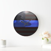 Grande Horloge Ronde Ligne Bleue Mince - Salon Drapeau (Maison)