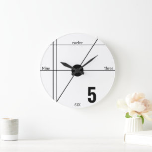 Grande Horloge Ronde Ligne mathématique unique minimaliste moderne Noir