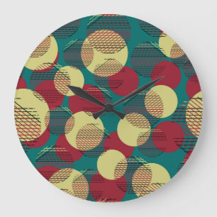 Grande Horloge Ronde Lignes cercles : Motif Abstrait sans fil