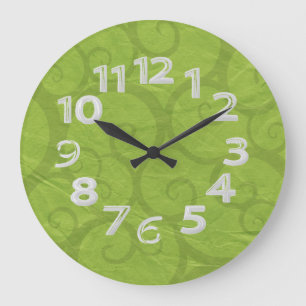 Grande Horloge Ronde Lignes de boucles vertes