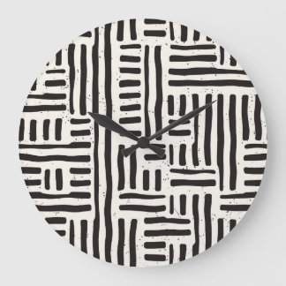 Grande Horloge Ronde Lignes dessinées à la main, texture grossière et t