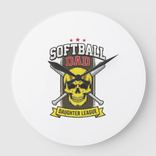 Grande Horloge Ronde Ligue de softball père fille design vectoriel vint
