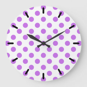 Grande Horloge Ronde Lilac et pois blancs