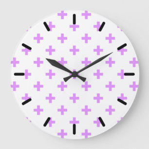 Grande Horloge Ronde Lilac polka croise sur blanc