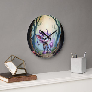 Grande Horloge Ronde Lilac Whisper – Gardien de la Forêt Enchantée.