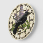 Grande Horloge Ronde Lilacs Et Crow (Angle)