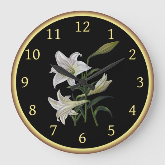 Grande Horloge Ronde Lilium Longiflorum 005 ~ Art botanique ~ ~ (Recto)