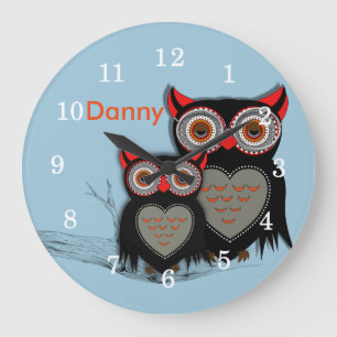 Grande Horloge Ronde L'illustration de Cute Whimsy Owl