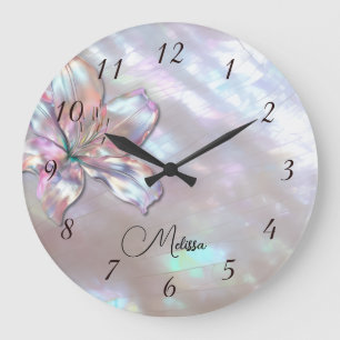 Grande Horloge Ronde Lily élégante en nacre
