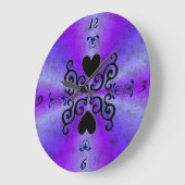 Grande Horloge Ronde Lily et Heart on Rainbow (Angle)