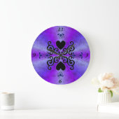 Grande Horloge Ronde Lily et Heart on Rainbow (Maison)