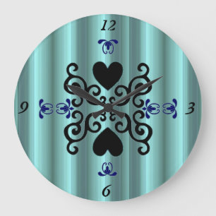 Grande Horloge Ronde Lily et Heart on Rainbow