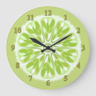 Grande Horloge Ronde Lime des tranches d'agrumes
