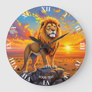 Grande Horloge Ronde Lion Imaginaire Rocher du désert