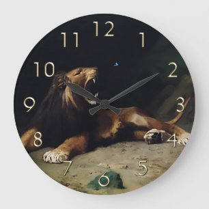 Grande Horloge Ronde Lion se cassant à un papillon