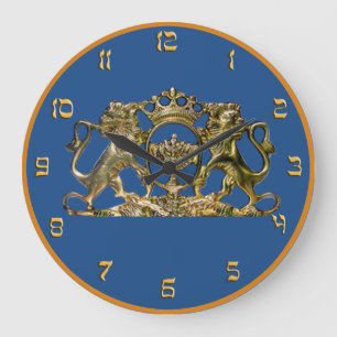 Grande Horloge Ronde Lions d'horloge murale de Judah