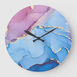 Grande Horloge Ronde Liquide de teintes translucides : Encre d'alcool A