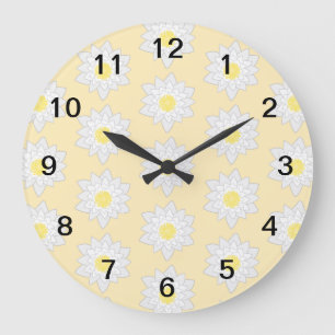 Grande Horloge Ronde Lis d'eau en pastel