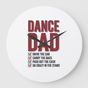 Grande Horloge Ronde Liste de contrôle Dance Dad Design de gravure vint