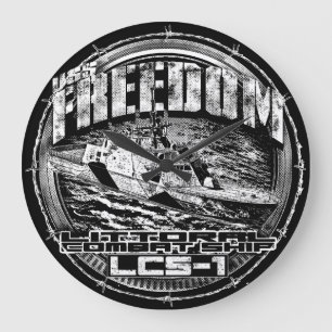 Grande Horloge Ronde Littoral vaisseau de combat Liberté Acrylique Mur