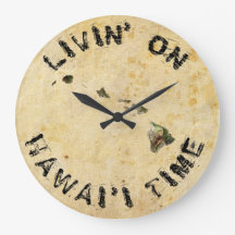 LIVING ON HAWAIIAN TIME LARGE CLOCK