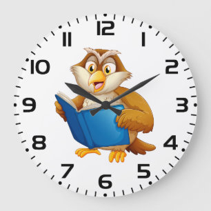 Grande Horloge Ronde Livre de lecture du hibou sage