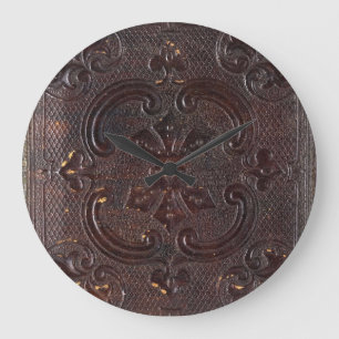 Grande Horloge Ronde Livre en cuir ancien déchu