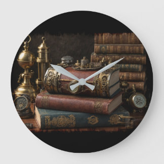 Grande Horloge Ronde Livres Vintages Steampunk