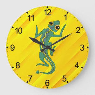 Grande Horloge Ronde Lizard vert Buggi Clipart Artistique-27847